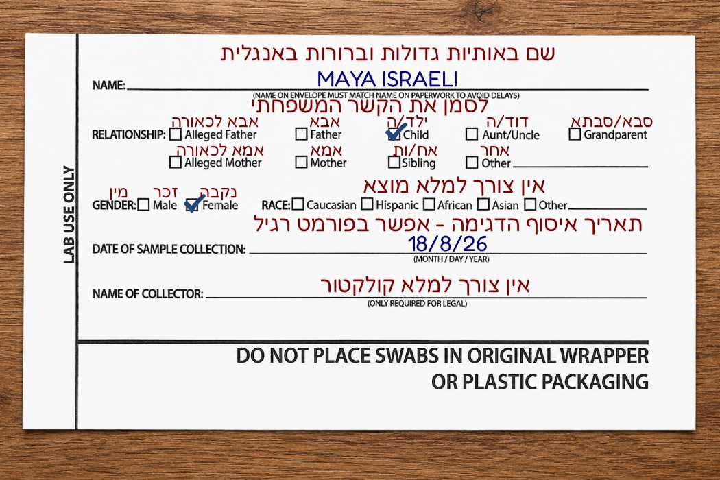 בדיקת אבהות – מעטפת מטושים לבת
